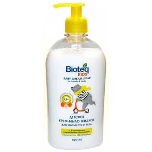 Bioteq kids крем-мыло жидкое детское для мытья рук и тела с ромашкой и календулой 500мл
