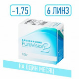 Purevision 2 hd линзы контактные мягкие -1.75 6 шт