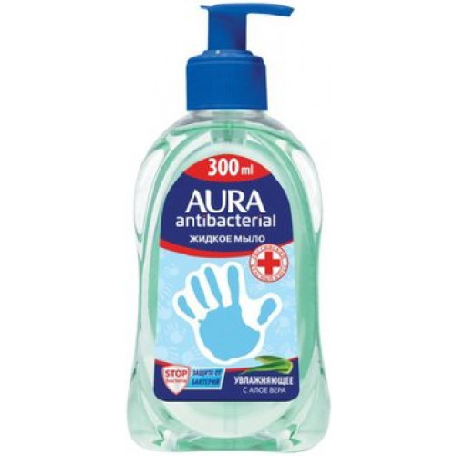 Aura мыло антибактериальное жидкое 300мл алоэ
