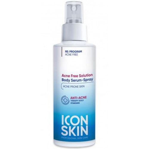 ICON SKIN Нормализующая сыворотка-спрей для проблемной кожи тела с кислотами, 100 мл. Противовоспалительный эффект