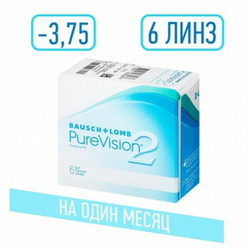 Purevision 2 линзы контактные -3.75 рад 8.6 6 шт