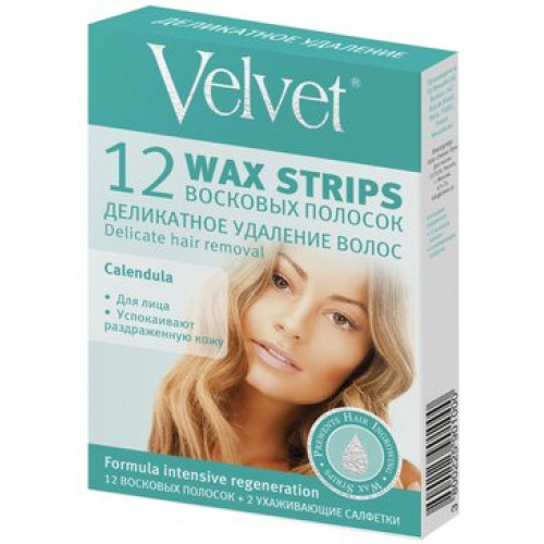 Velvet полоски для депиляции лица восковые деликатное удаление волос 12 шт