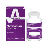 Метформин-акрихин таб п/об пленочной 1г 60 шт