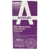 Метформин пролонг-акрихин таб п/об пленочной пролонг. 1000мг 30 шт